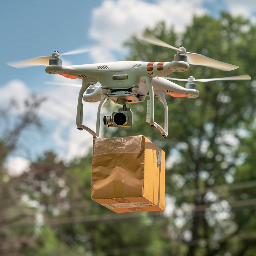 Drone delivering medicine pills tote