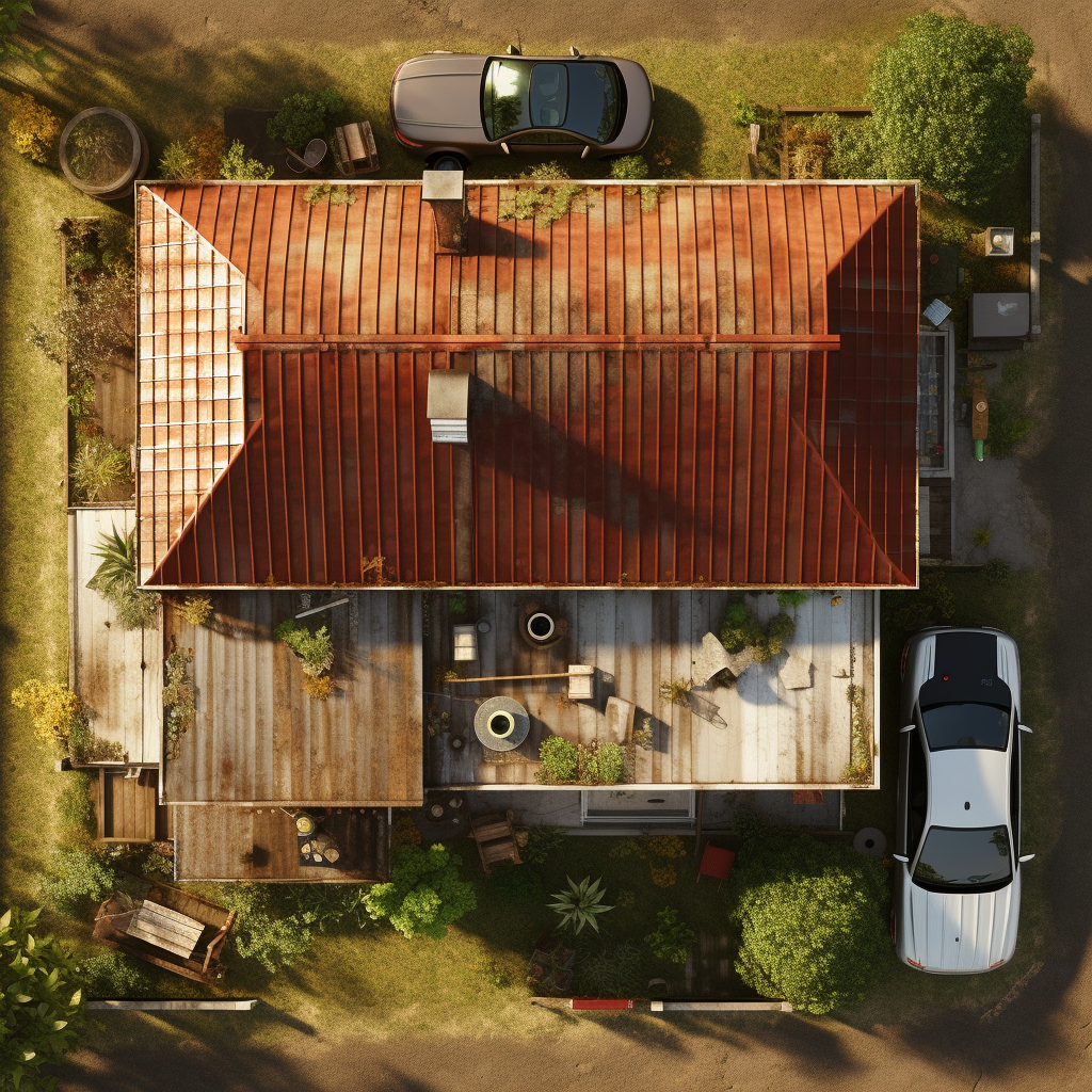 Aerial view of house rooftop