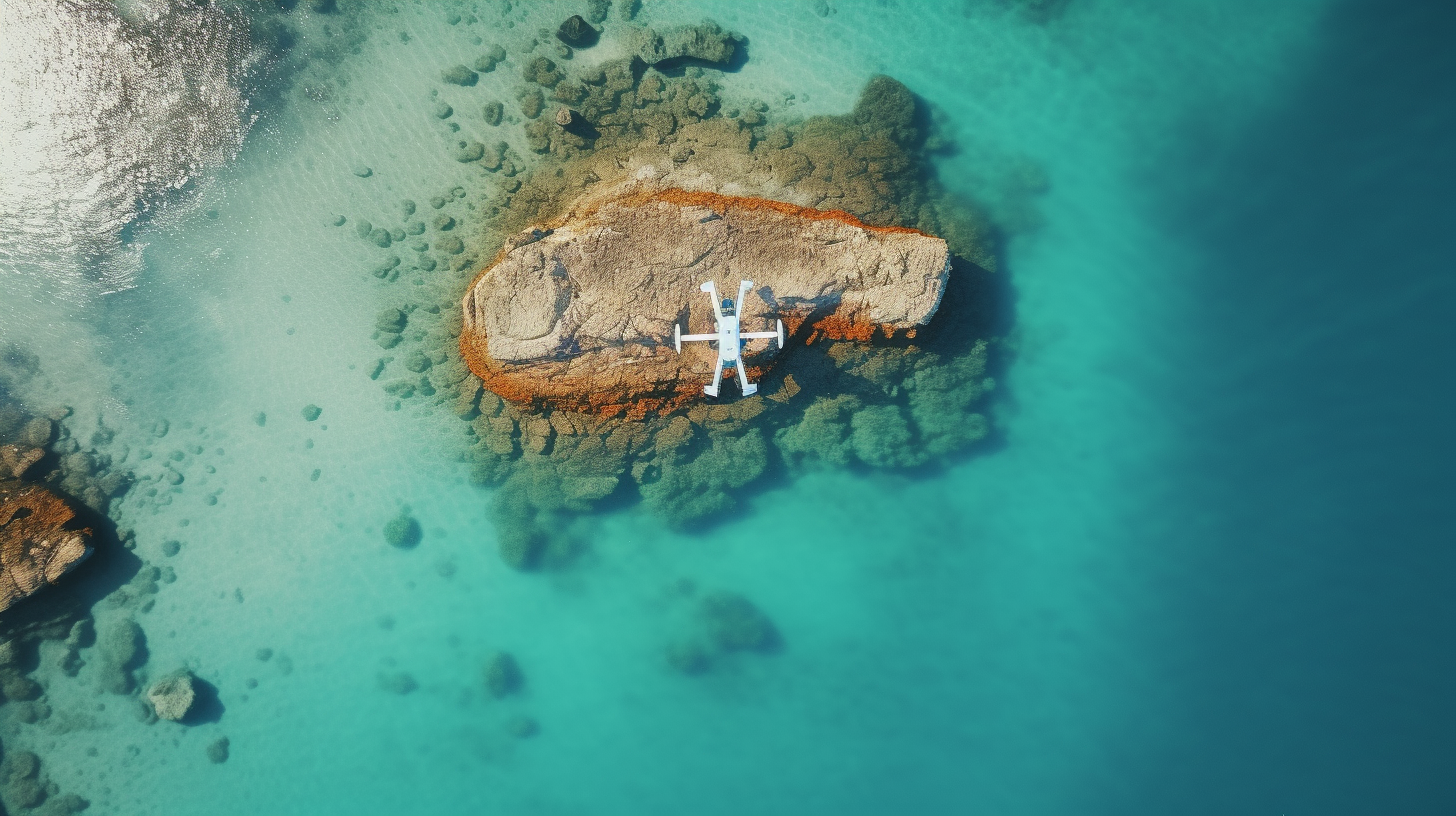 Aerial view of drone flying over scenic landscape