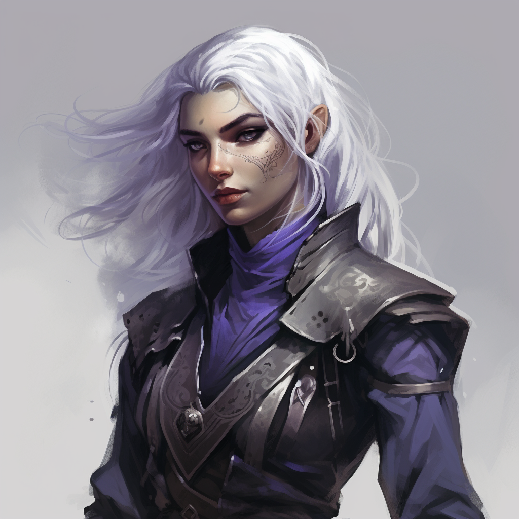 Drow Half-Elf Male Rogue with Lilac Purple Skin