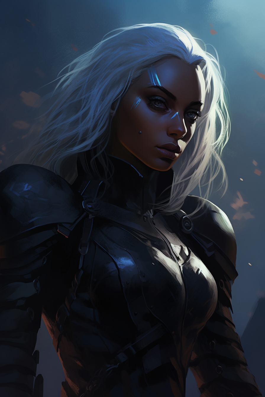 Beautiful Drow Warrior in Black Leather Armor