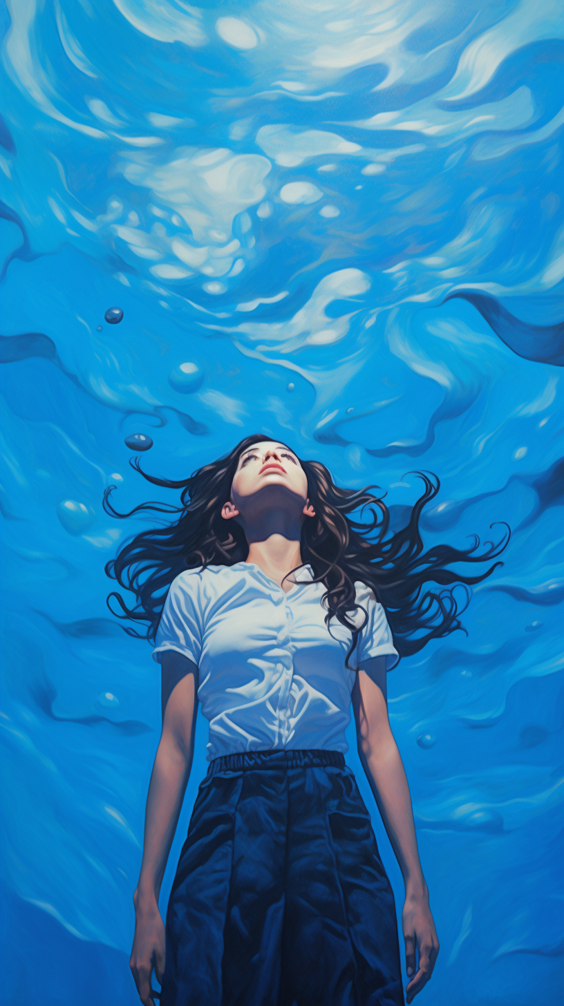 Image of drowning in blue background