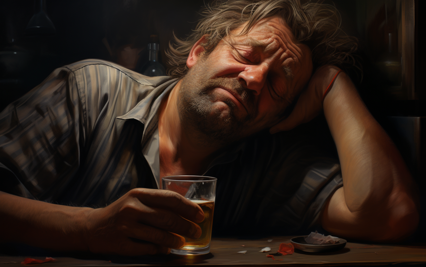 Realistic image of a drunk man