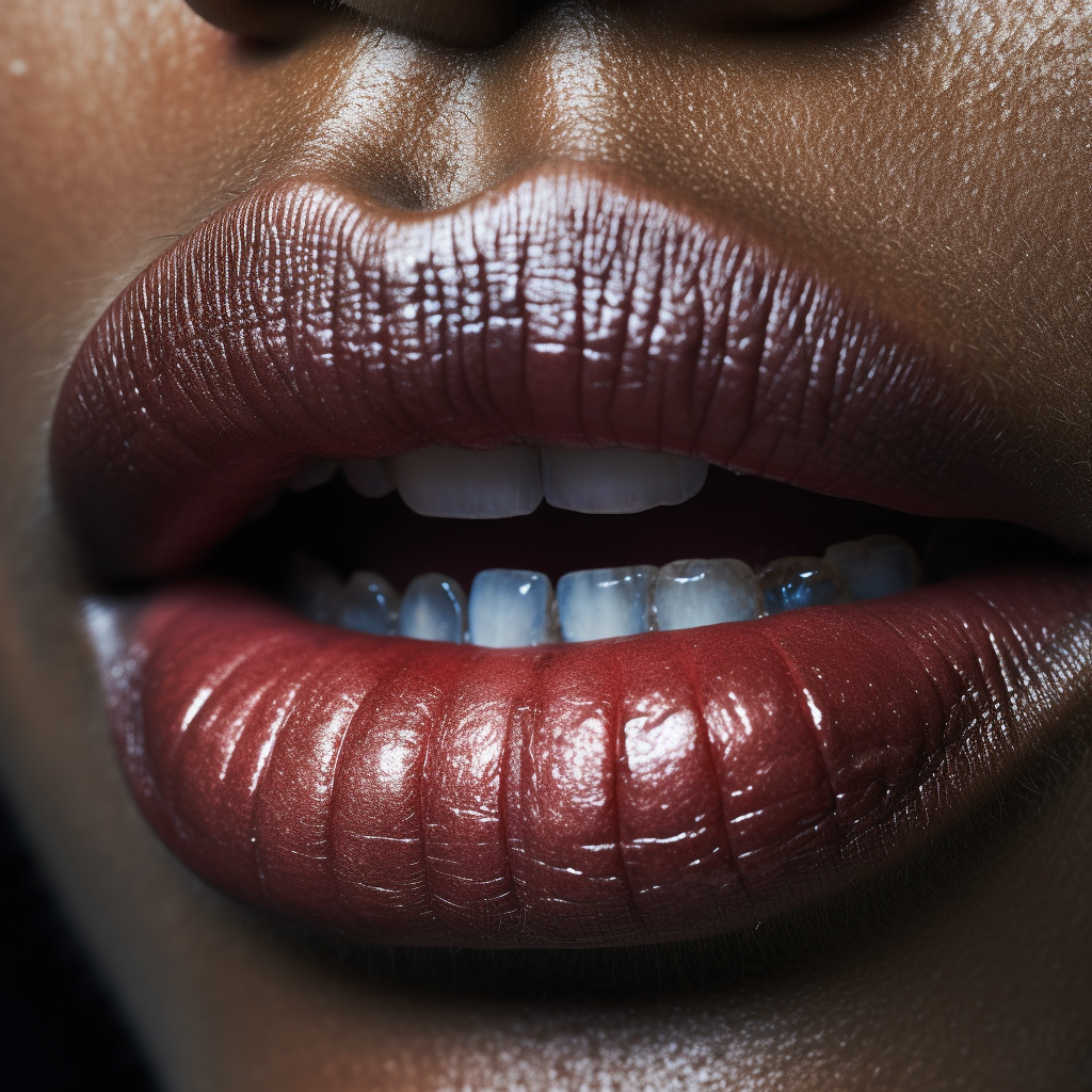 Macro of a Drunk Overweight Black Woman's Mouth