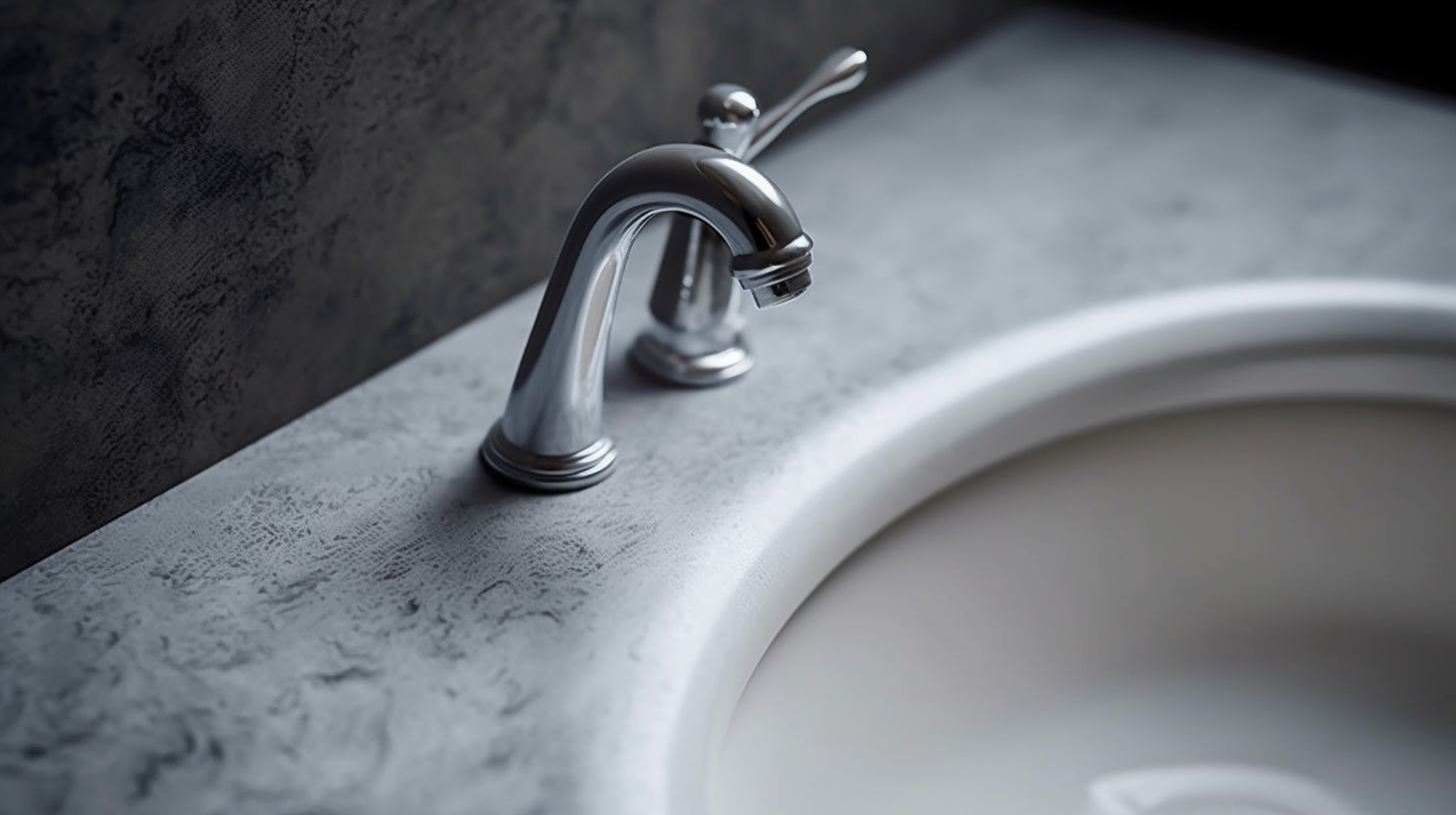 Delicate hand on bathroom sink