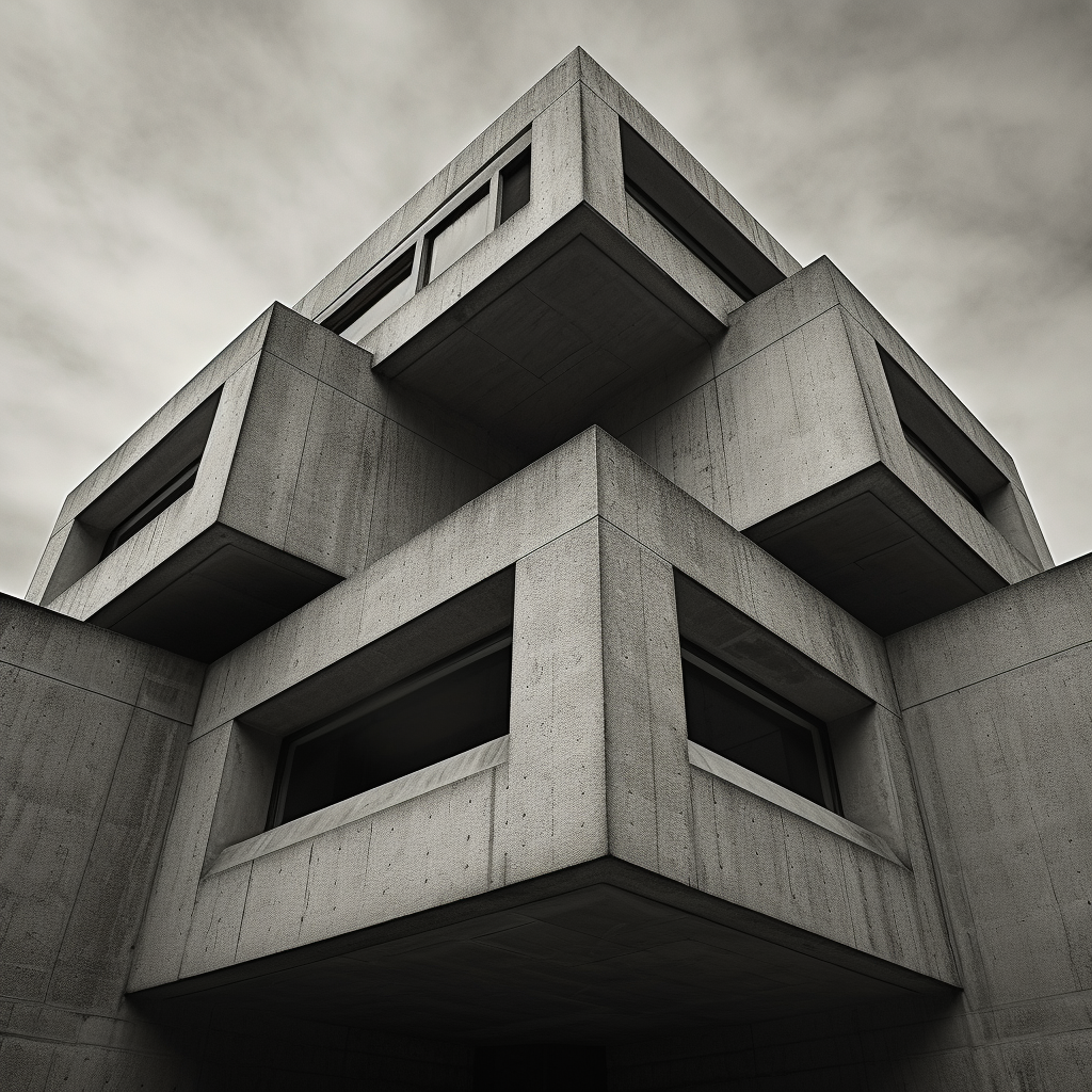 Unique brutalist architecture with DSLR camera