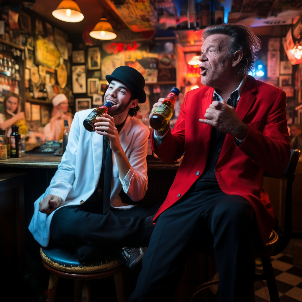 Dua Lipa and Tom Waits enjoying a night at the dive bar