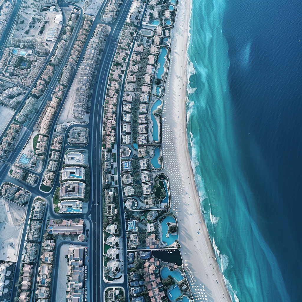 Dubai aerial view daytime horizon