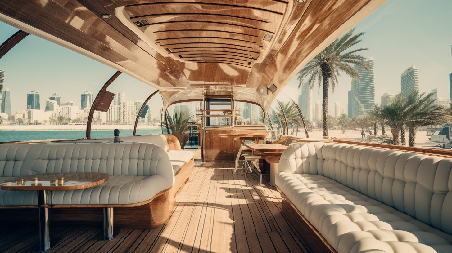 Inside view of a Dubai bay boat