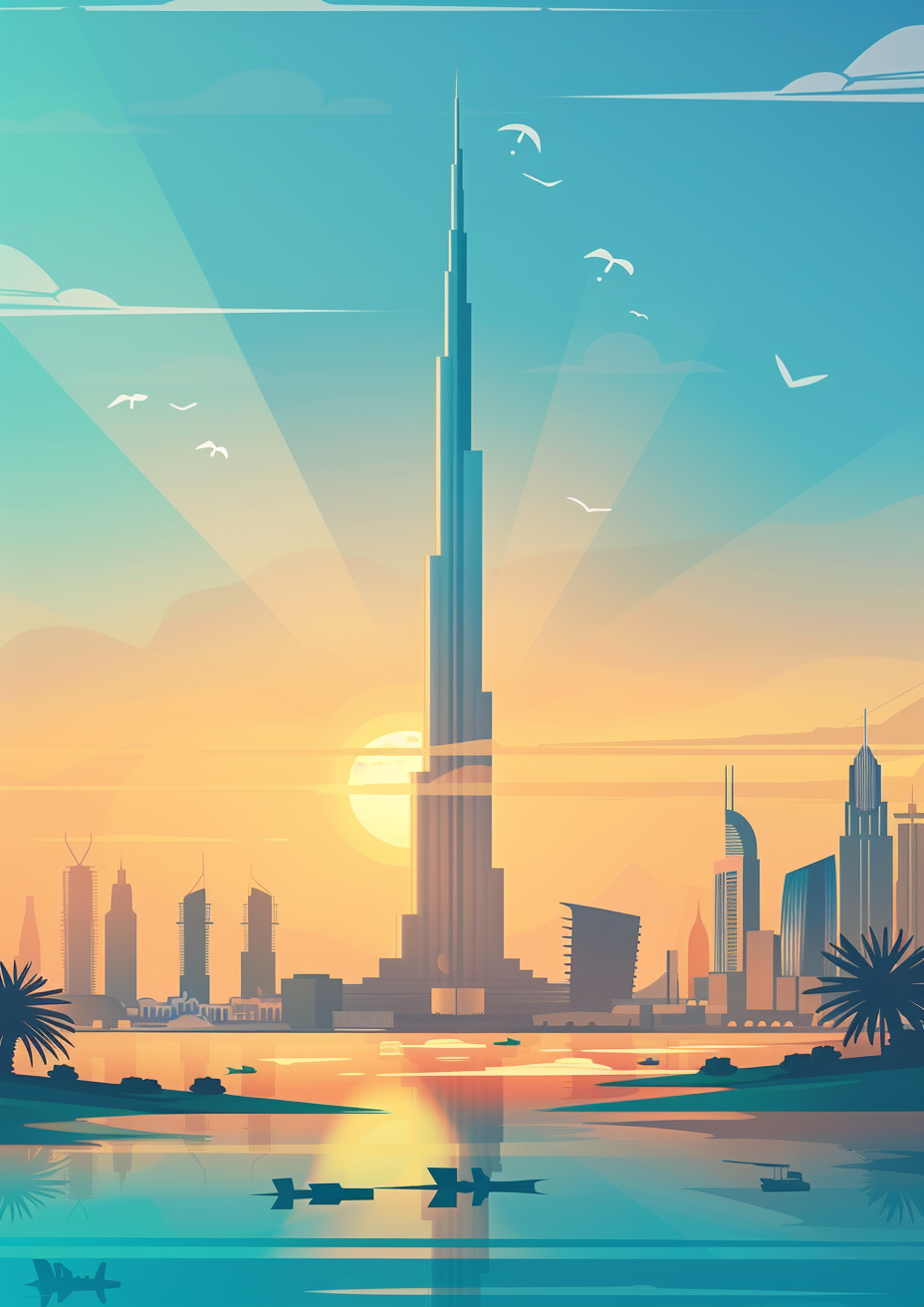 Modern Dubai Burj Khalifa Illustration