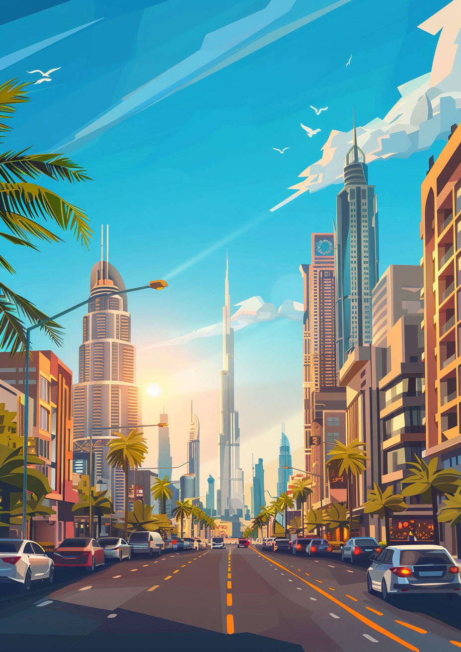 Dubai downtown sunny day vector