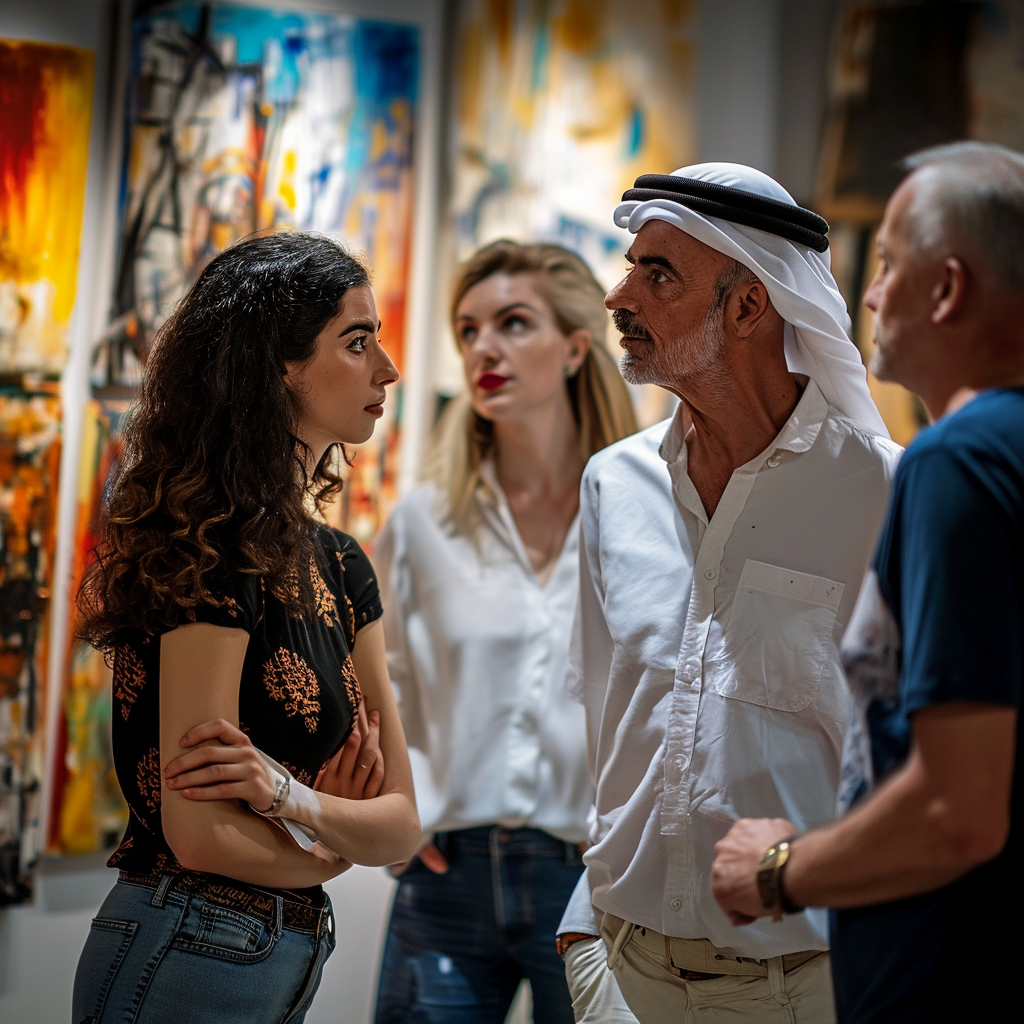 Group of Dubai expats at artist's atelier