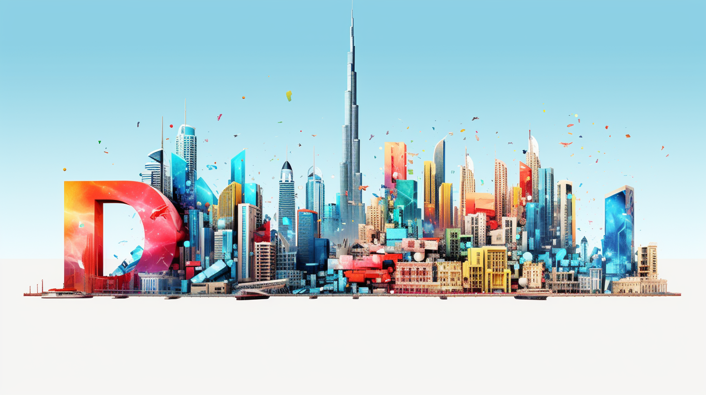 Graphic design showcasing Dubai's vibrant culture and architecture