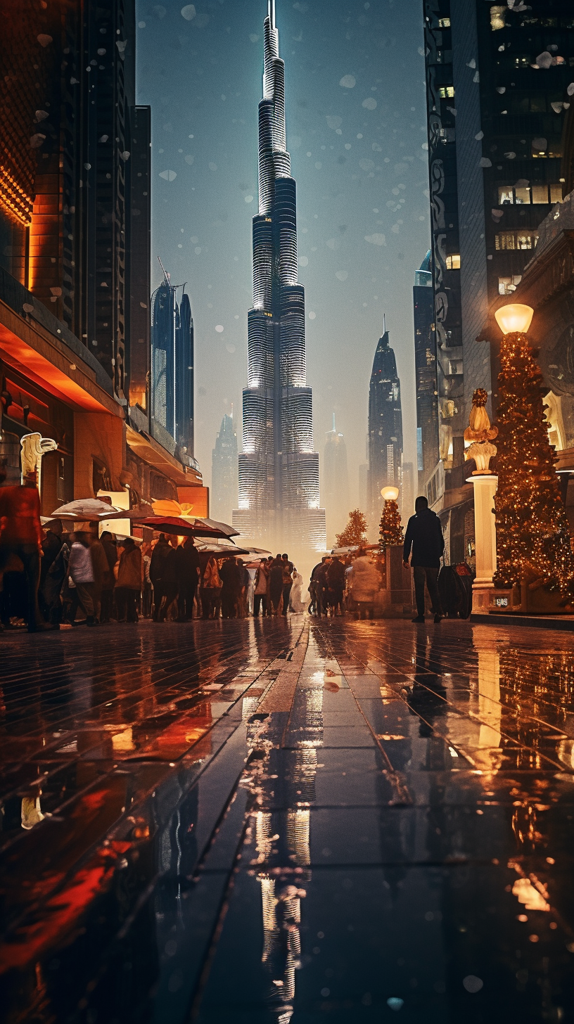 Digital art inspired Christmas scene in Dubai