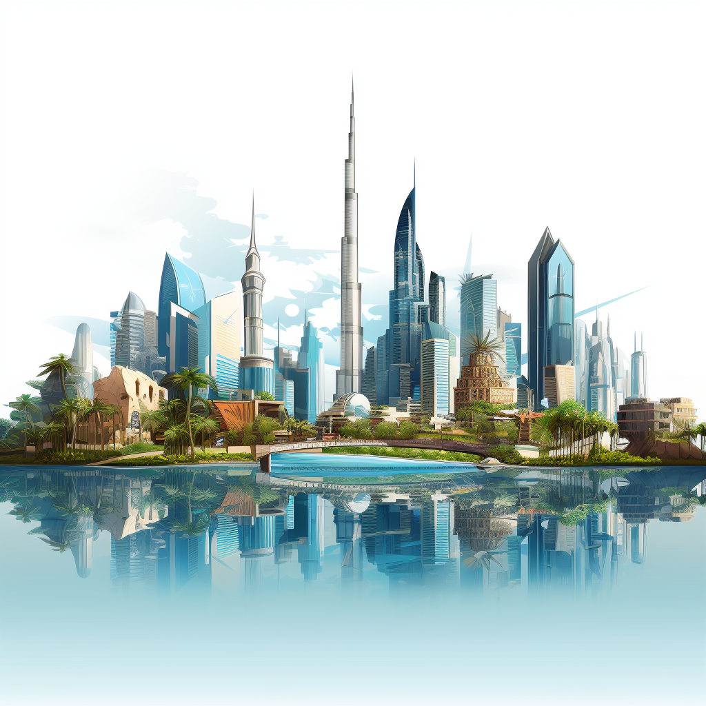 Dubai city vector on white background