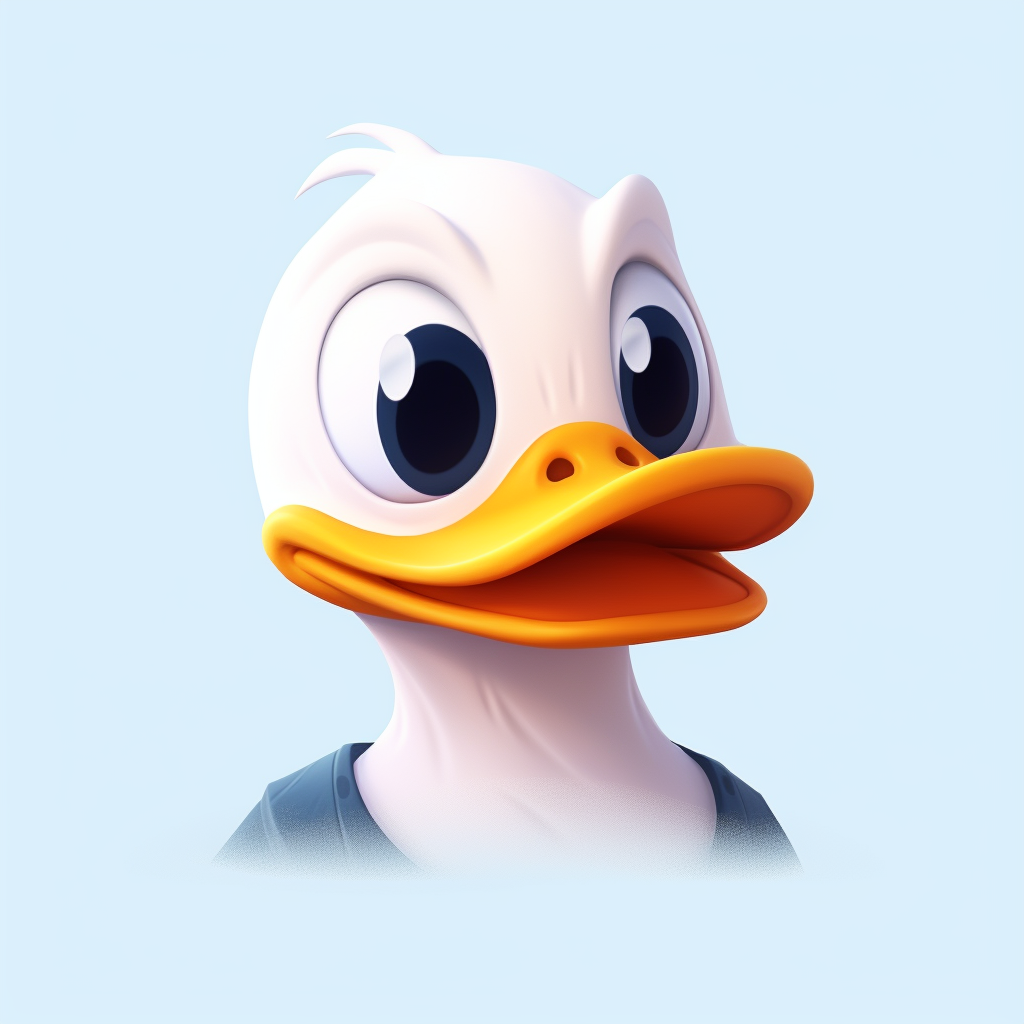 Playful duck in Pixar cartoon style