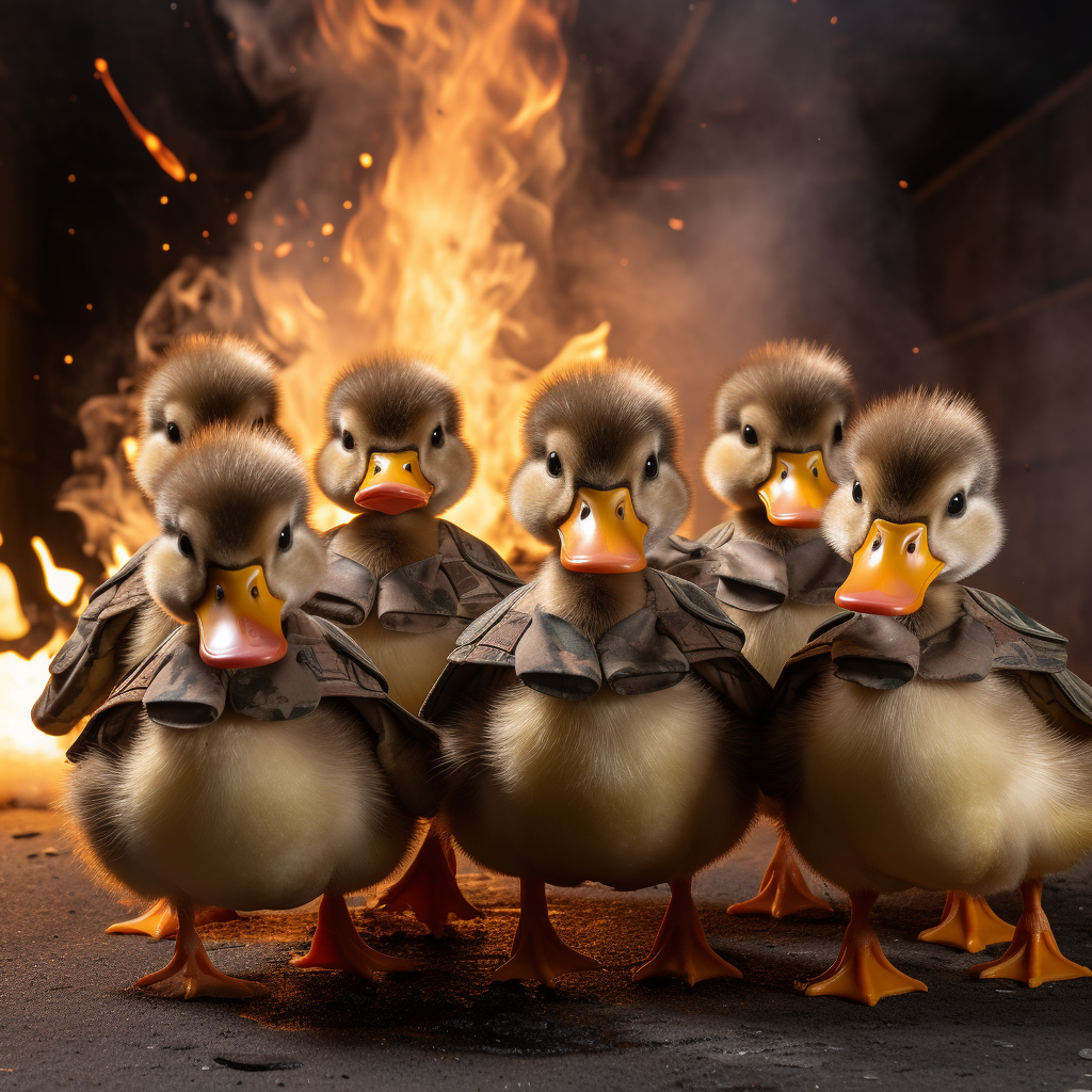 Adorable ducklings mastering explosives