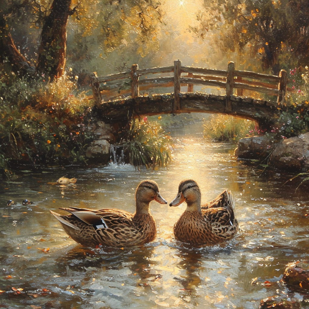 Ducks in Love Swimming River