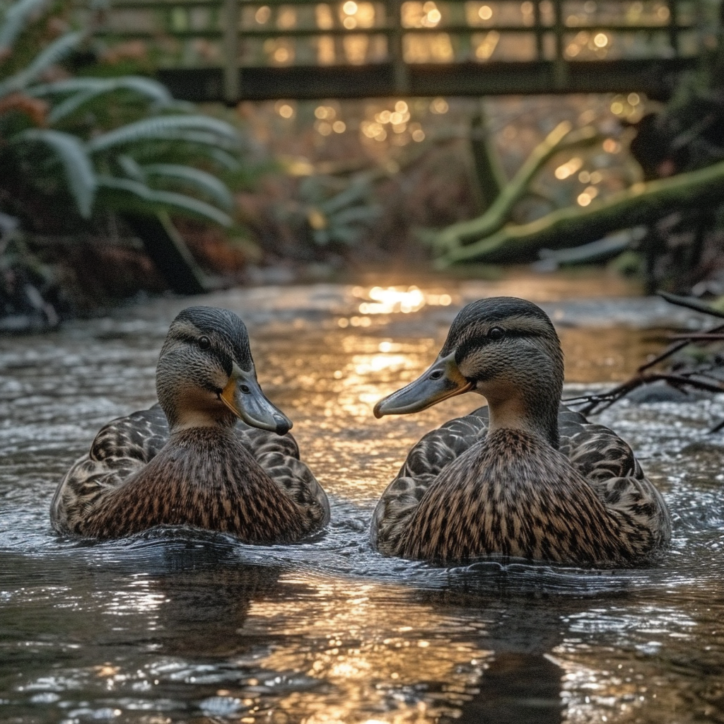 Ducks in Love Swimming