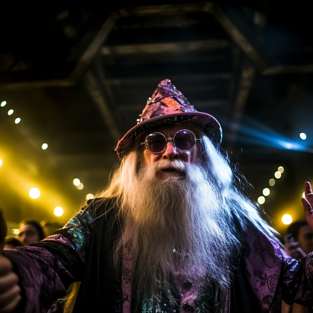 Dumbledore enjoying a wild warehouse rave