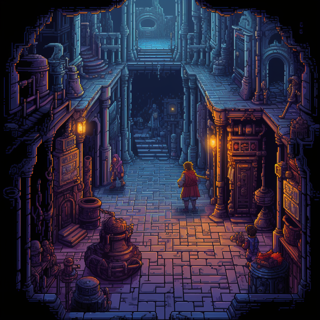 Dungeon Crawler Scene Pixel Art