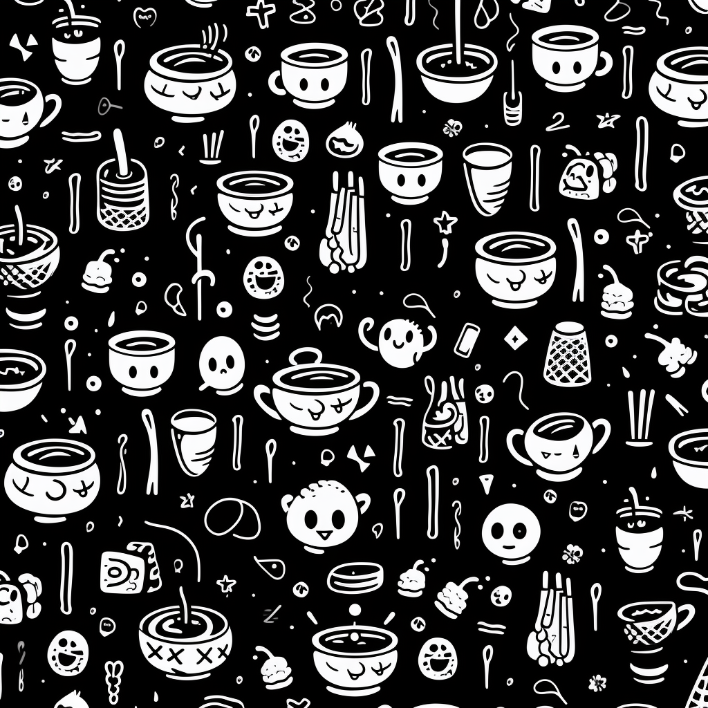 Black and white dungeon soup repeat pattern