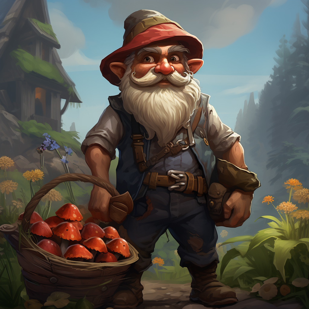 Gnome farmer in Dungeons and Dragons style