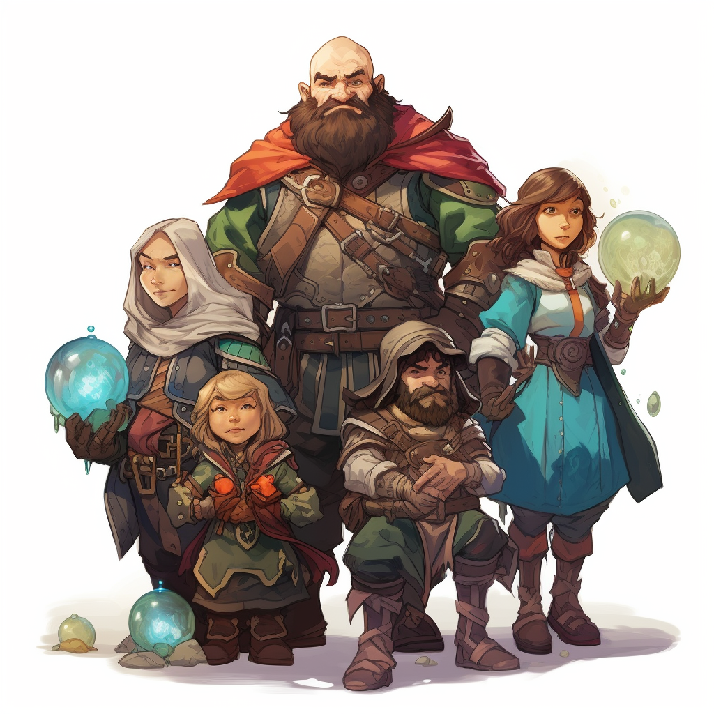 Group of Dungeons and Dragons characters