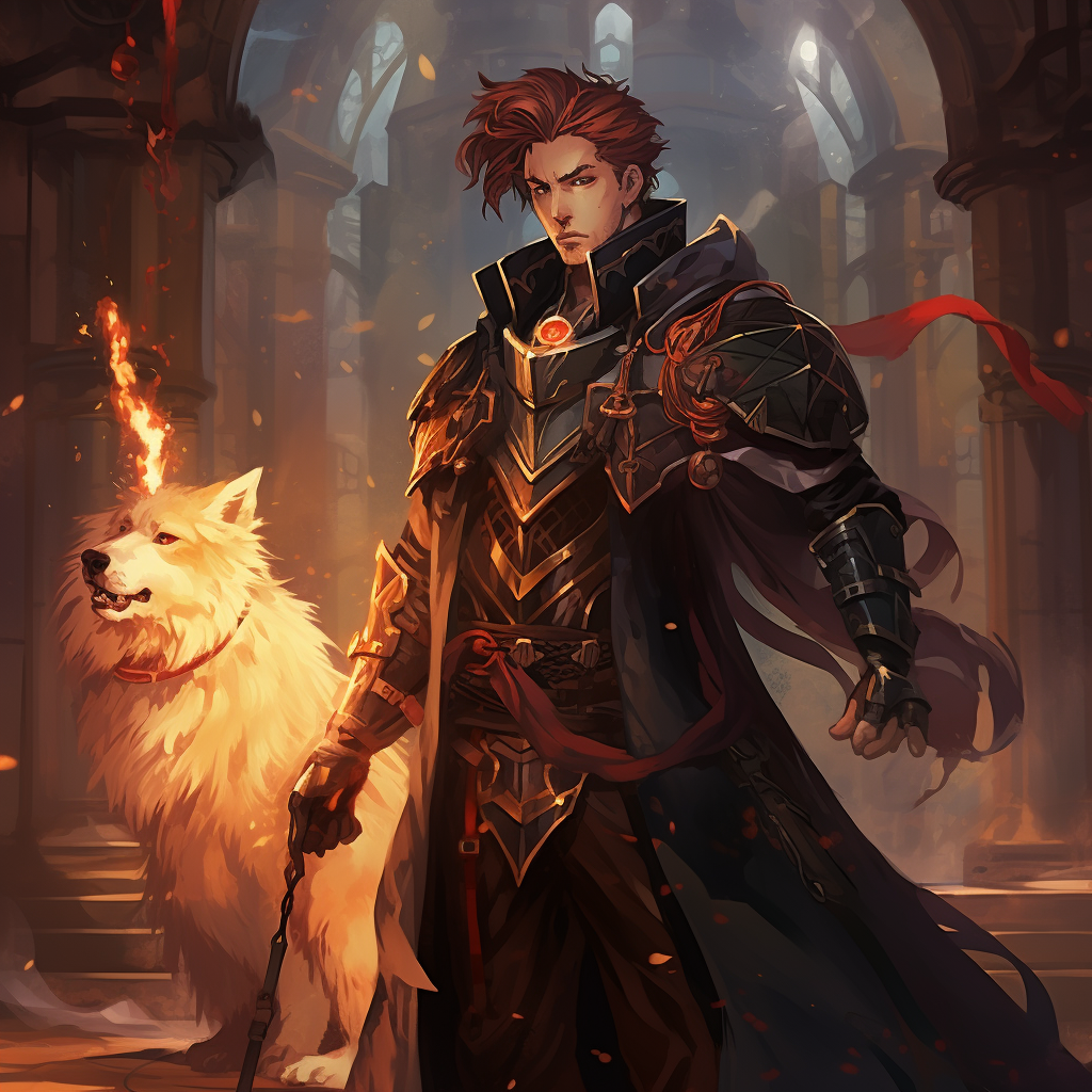 Dungeons and Dragons anime character with red hair and spear