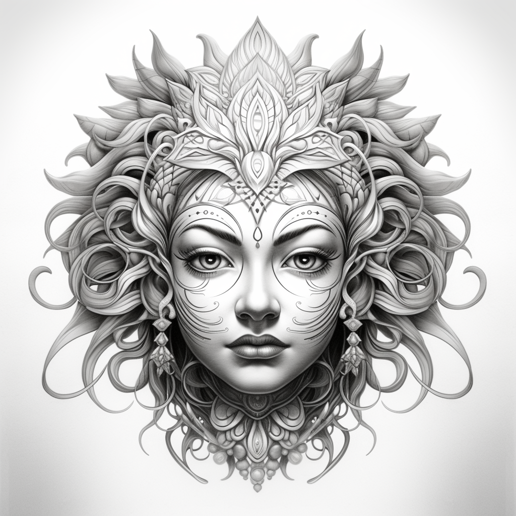 Divine Durga Mata Face Illustration