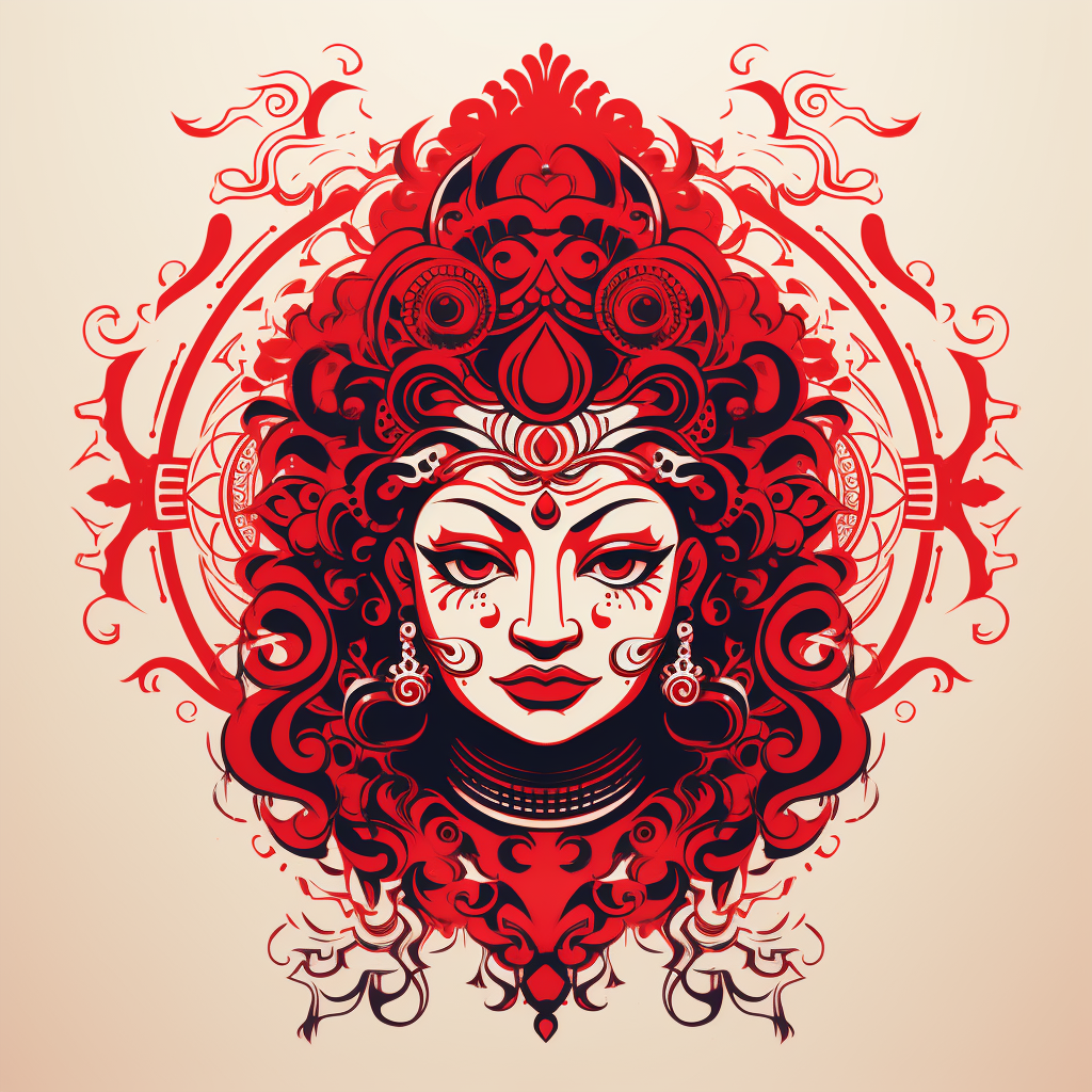 Divine Durga Mata outline face image