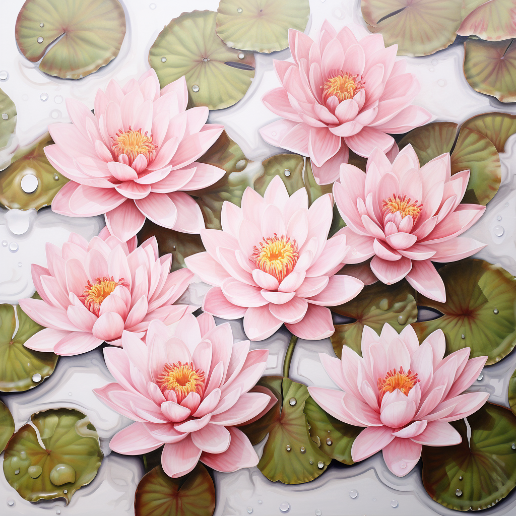 Beautiful dusty rose water lilies on white background