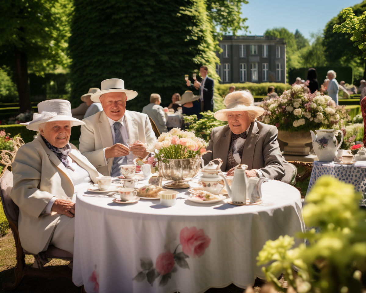 Retired Dutch seniors having high tea