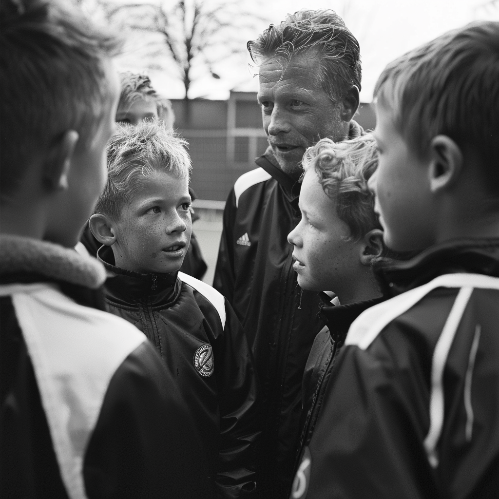 Dutch coach and students interaction