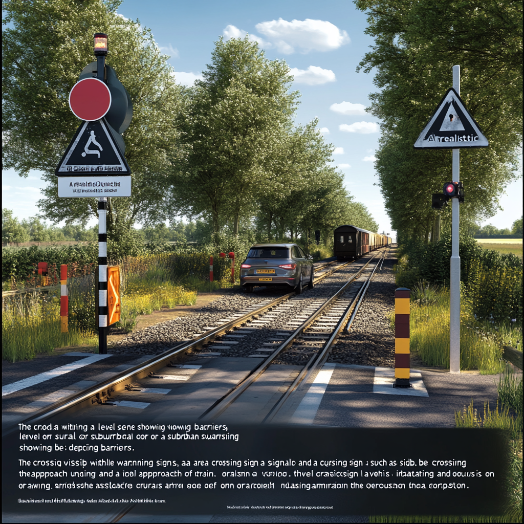 Dutch road level crossing scene