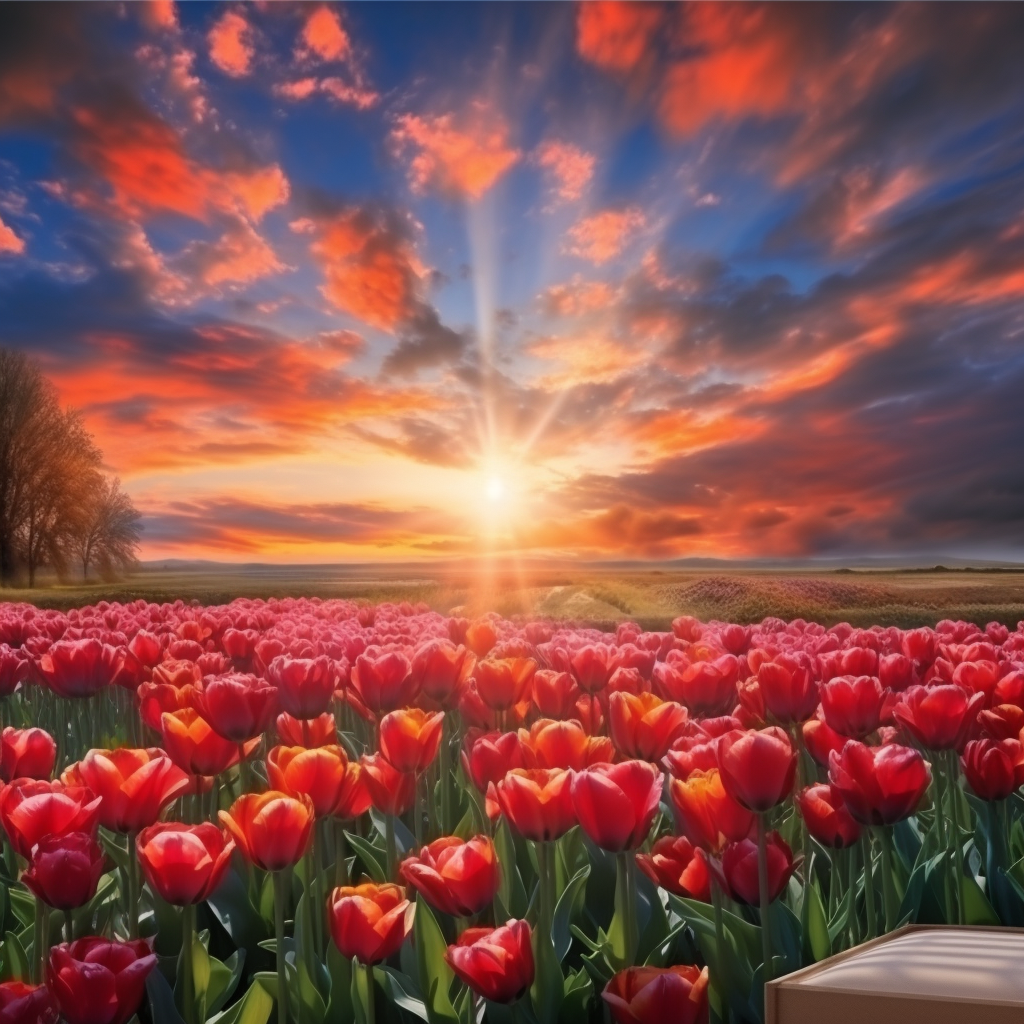 Colorful Dutch Tulip Field Mural