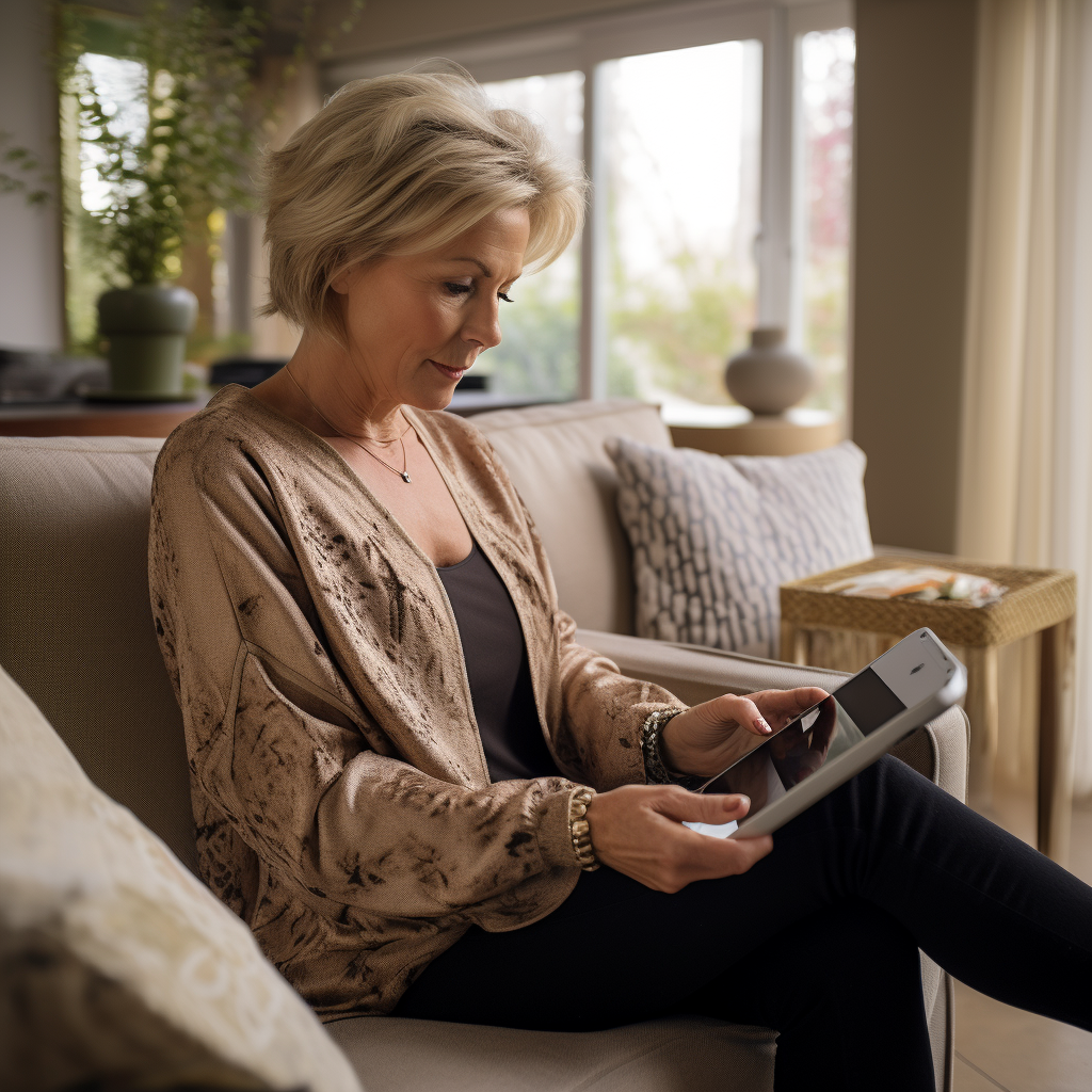 Dutch woman working on iPad