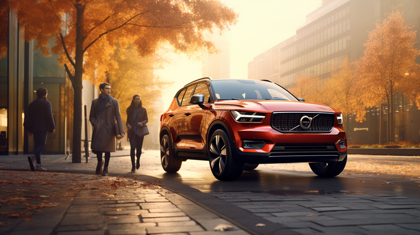 Dutch family admiring their Volvo XC40