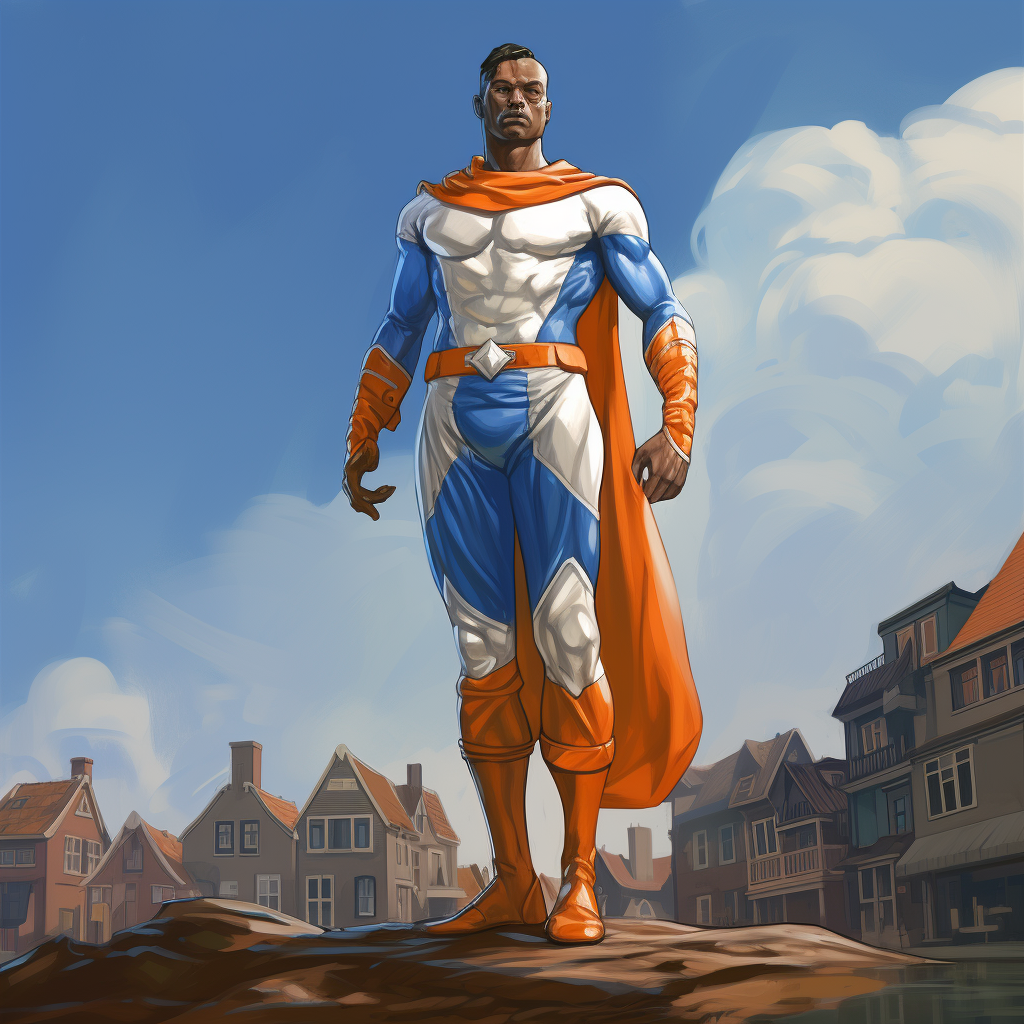 Dutch Superhero with Clogs and Colorful Outfit