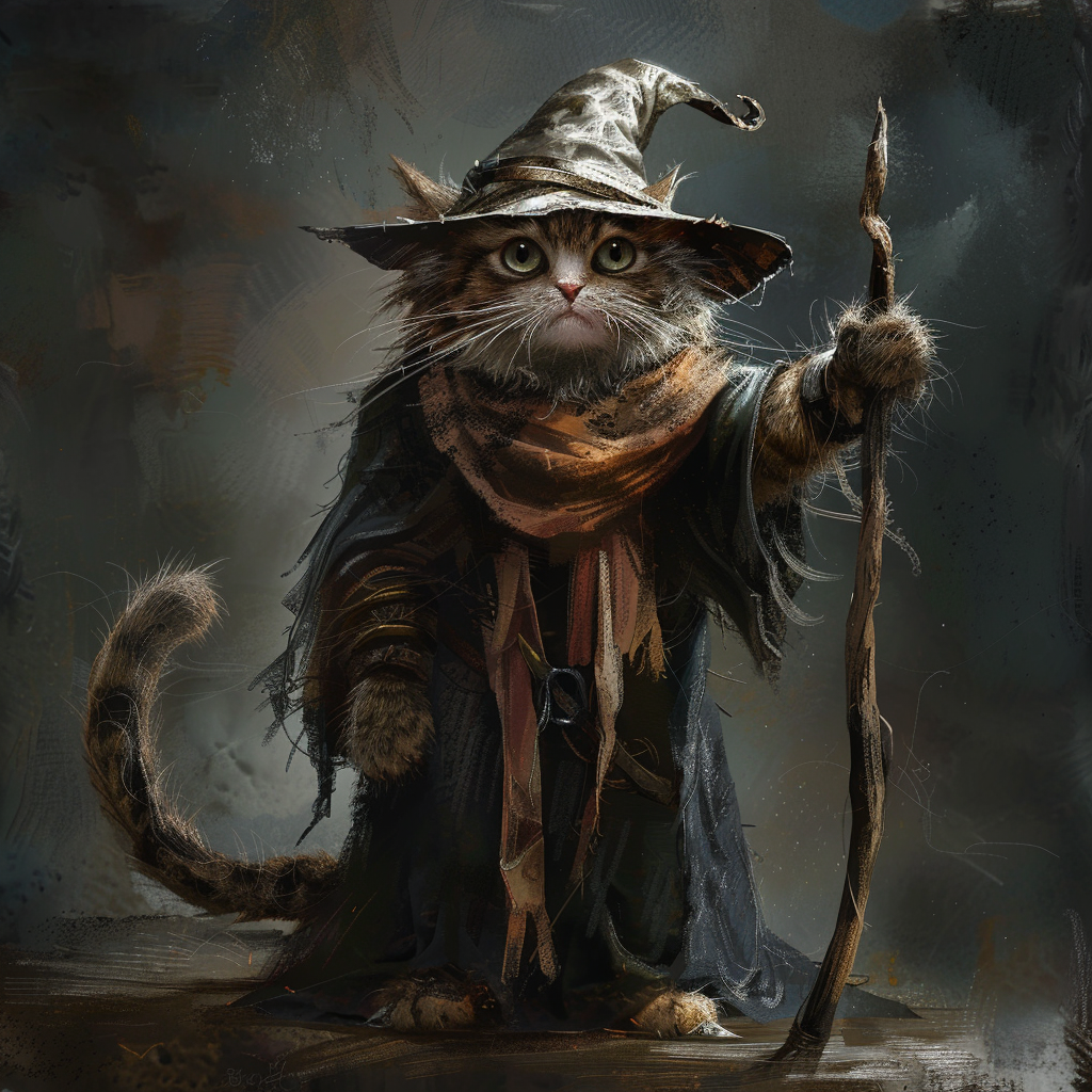 Dwarf Cat Sorcerer Dark Fantasy