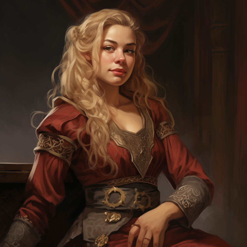 Dwarf Female with Blonde Hair and Crown in D&D Fantasy