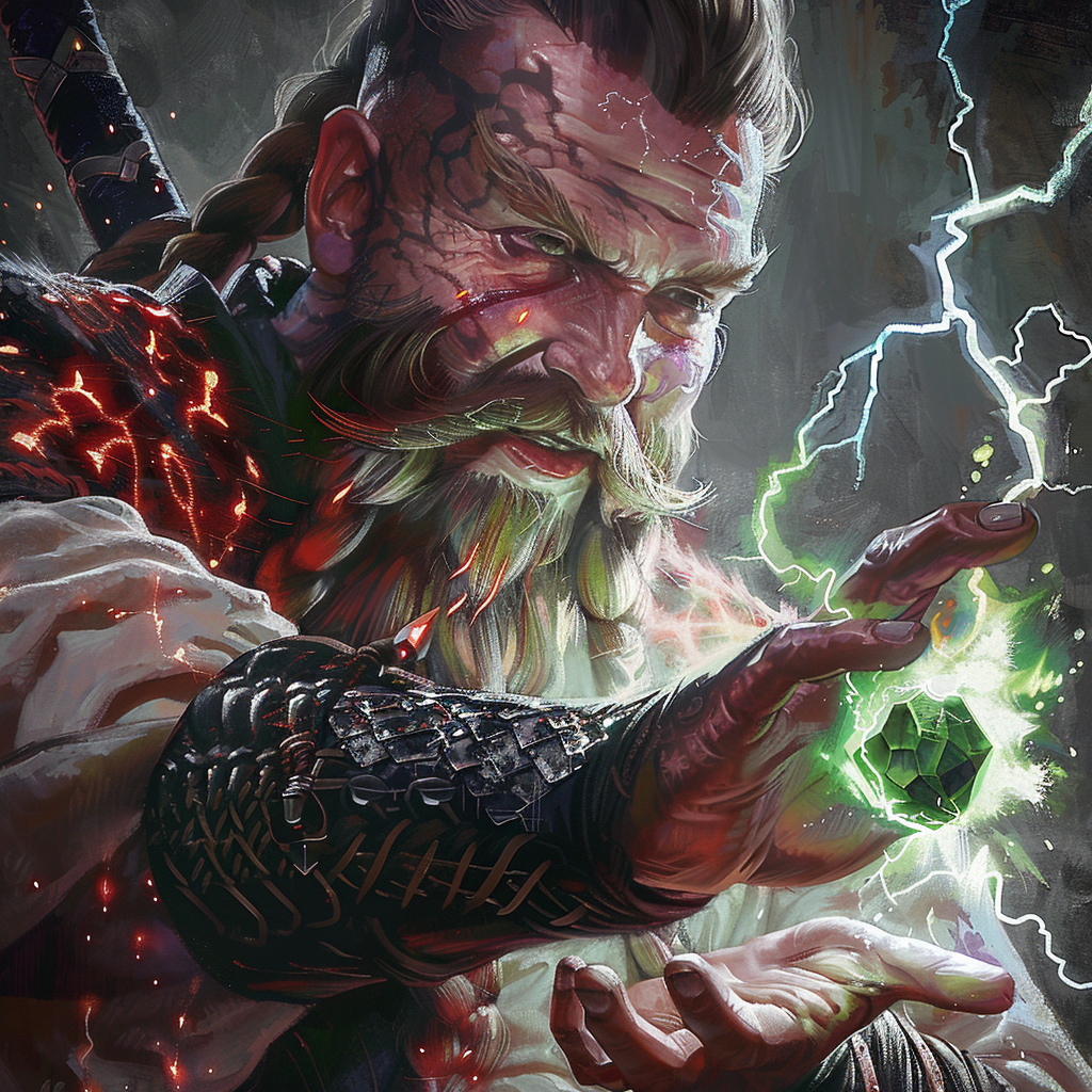 Dwarf with Lightning Gauntlet Smiling