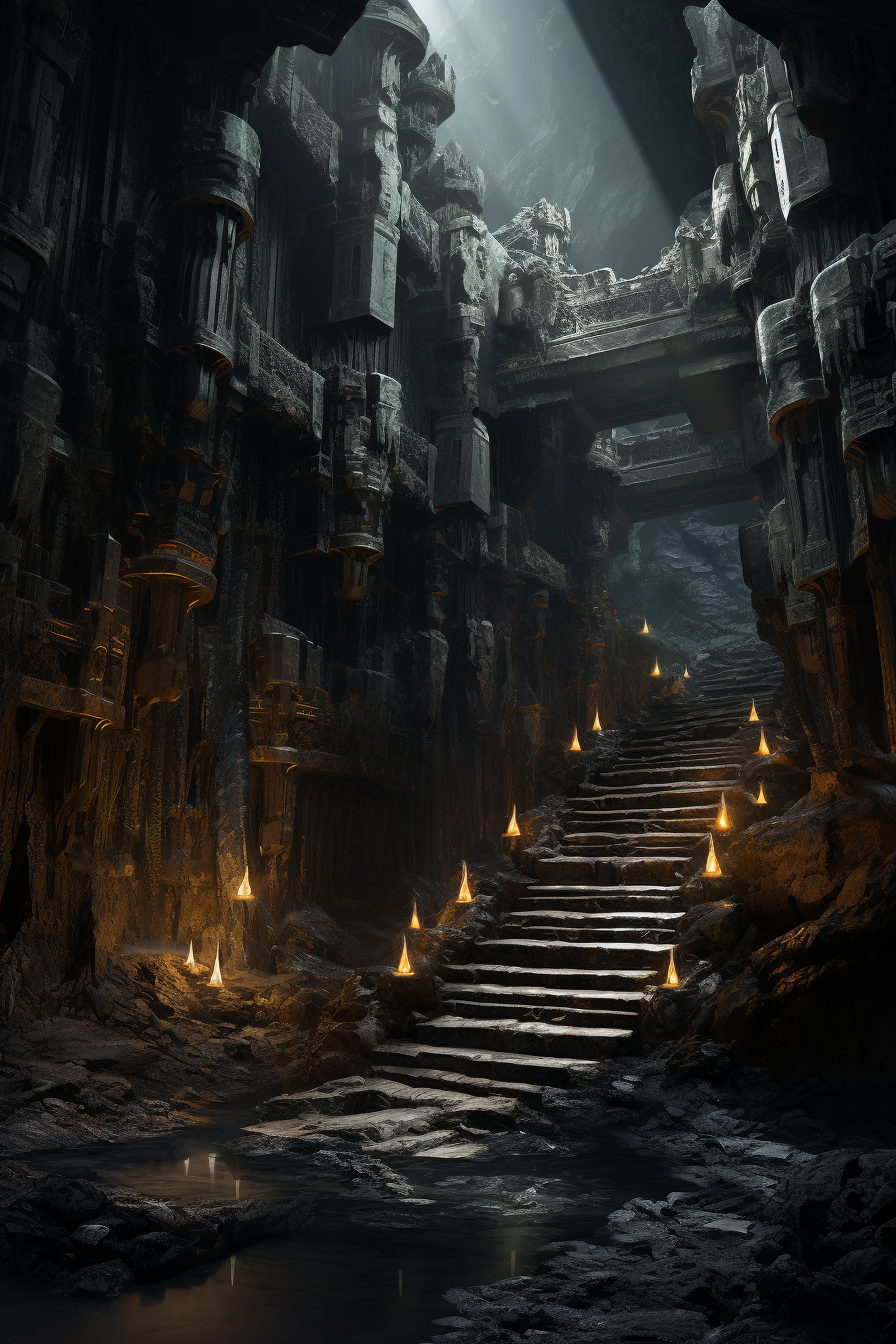 Concept art of dwarven mines