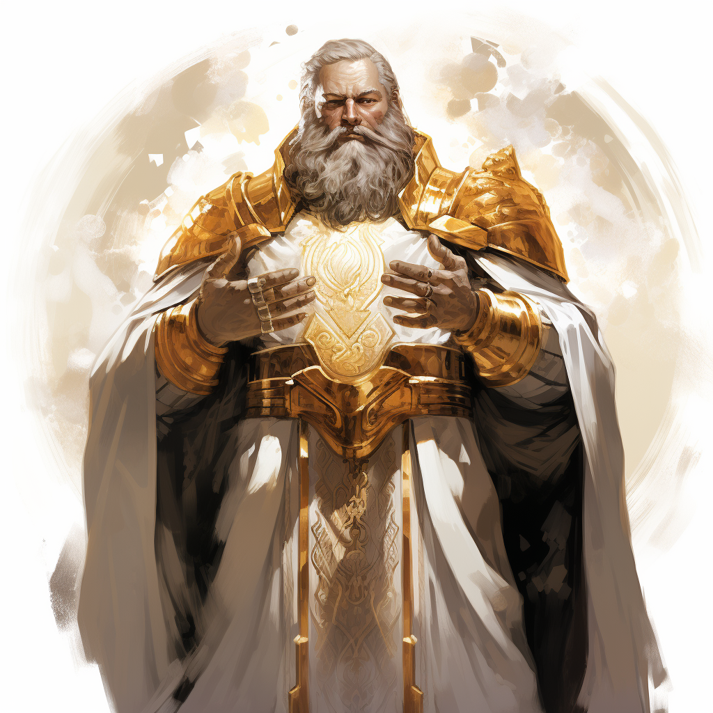 Dwarven Priest Portrait in Gold and Light