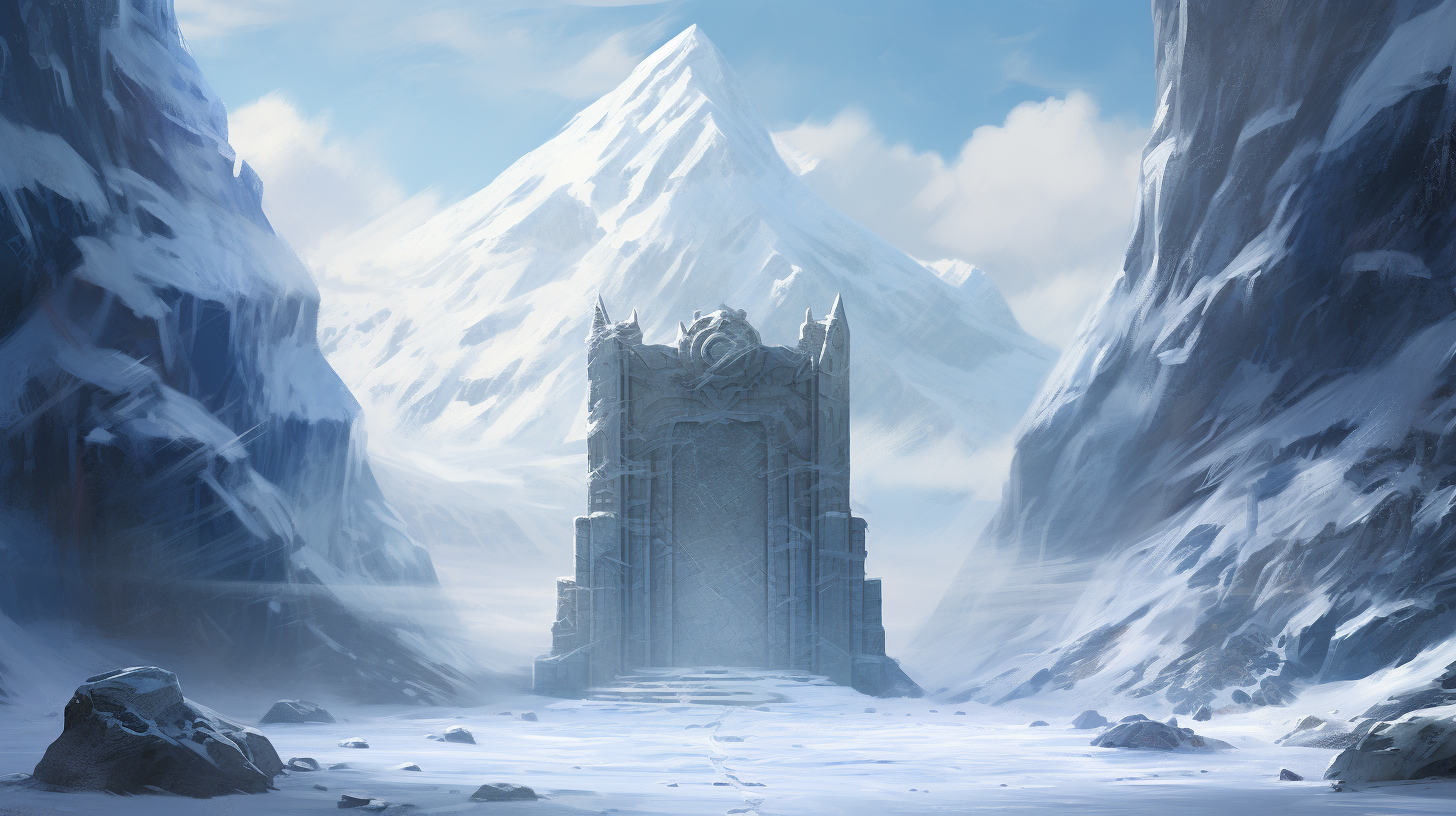 Dwarven Stone Door in Fantasy Landscape