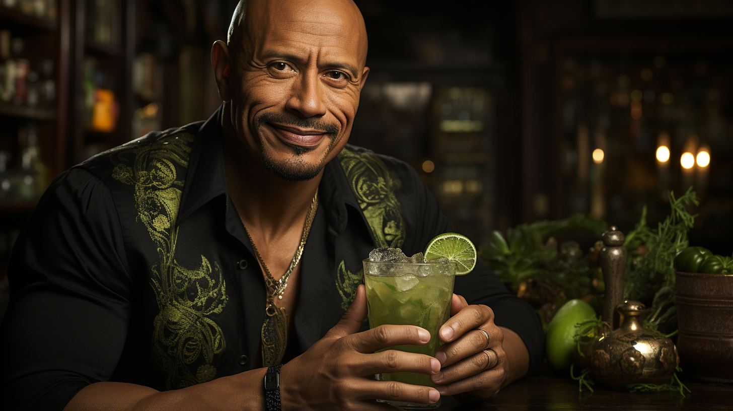 Dwayne Johnson holding Teremana Tequila drink