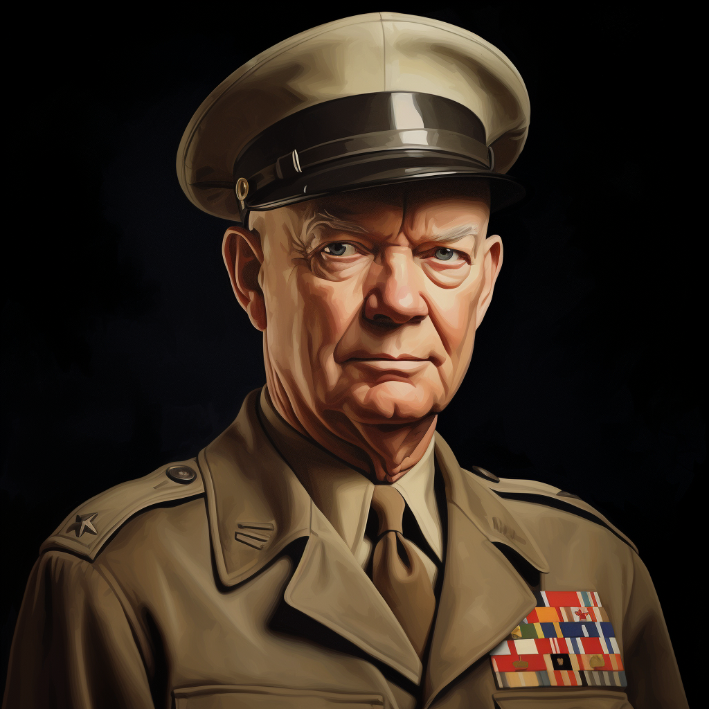 Dwight Eisenhower in hyper-realistic illustration