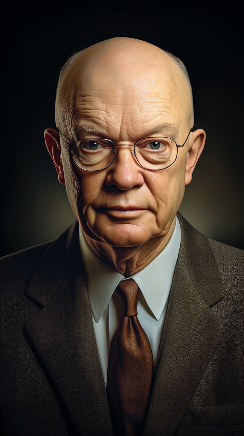 Dwight Eisenhower in hyper-realistic illustration