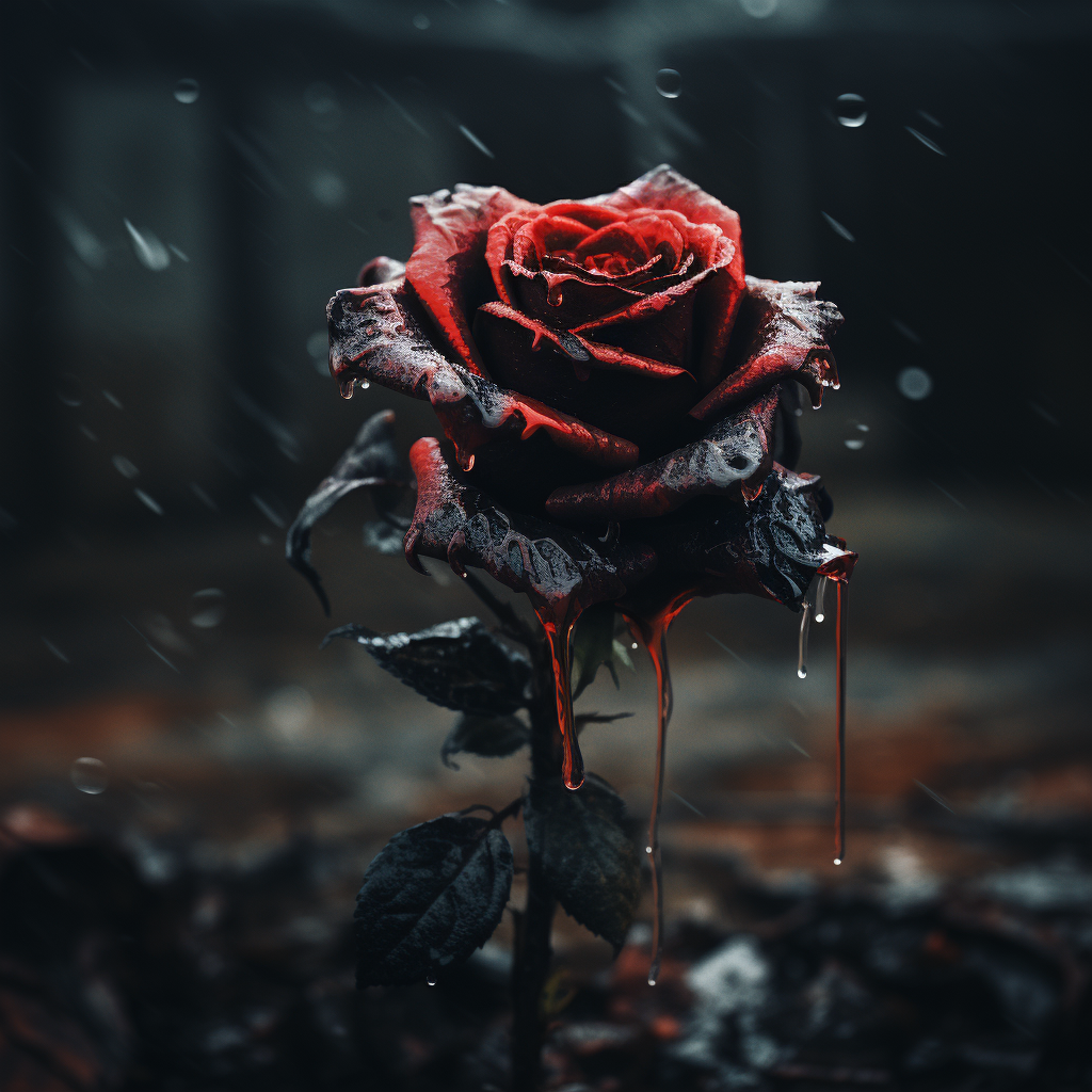 Dying black rose with red aura