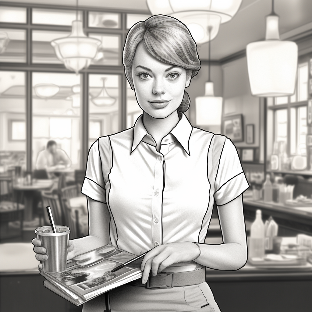 Teen Emma Stone in Dynamic Action Waitress Scene